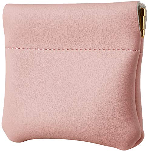 Travelambo Leather Squeeze Coin Purse Pouch Change Holder For Men & Women - color: Access Pink Lotus