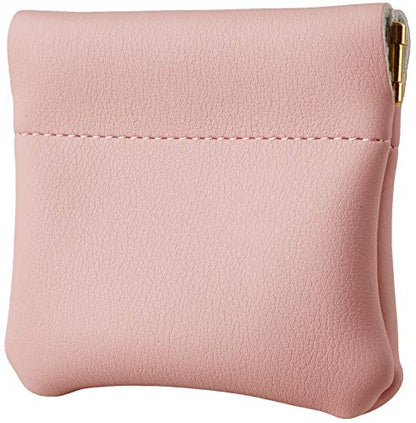 Travelambo Leather Squeeze Coin Purse Pouch Change Holder For Men & Women - color: Access Pink Lotus