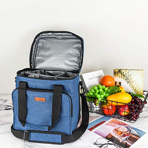 Freshore® Insulated Wine Carrier 6 Bottle Bag Tote Removable Padded Divider Cooler - Portable Travel Carrying Canvas Case Adjustable Shoulder Strap - (Space Grey)