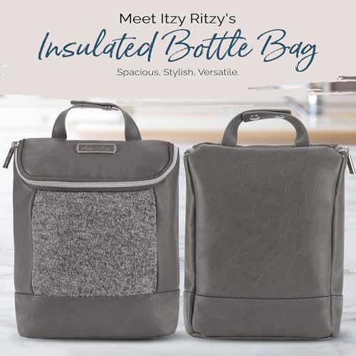 Itzy Ritzy Insulated Bottle Bag – Keeps Bottles Warm or Cool - Holds 3 Bottles and Features Interior Pocket for Ice Pack (Not Included), Grayson - color: Grayson
