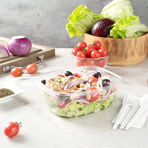 Restaurantware Thermo Tek 32 Ounce Deli Food Containers 100 Anti-Fog Hinged Lid Containers - Freezable Rectangle Clear Plastic To Go Food Containers Disposable - size: 32 oz
