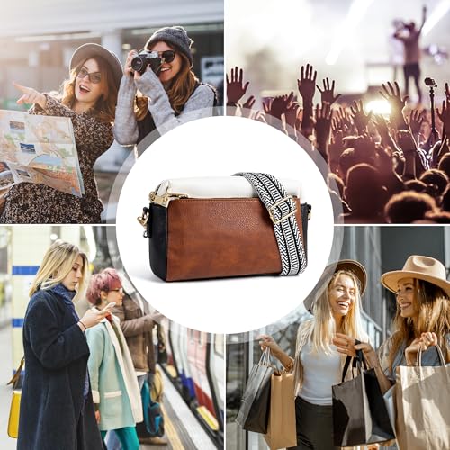 Anti Theft Crossbody Bag for Women, Slash-resistant RFID Blocking Travel Purses, Small Shoulder Bag Handbag - color: Brown Beige Black