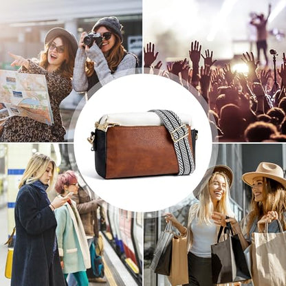 Anti Theft Crossbody Bag for Women, Slash-resistant RFID Blocking Travel Purses, Small Shoulder Bag Handbag - color: Brown Beige Black