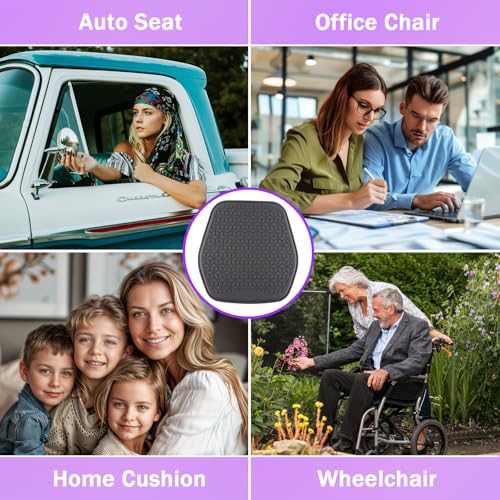 Thin Gel Seat Cushion for Car Seat, Office Chair, Wheelchair, Golf Cart - Slim Design Non-Slip Car Seat Cushions with 0.7 Inch Gel - Sciatica & Coccyx Pain Relief (Fabric, Dark Grey) - color: Dark Grey