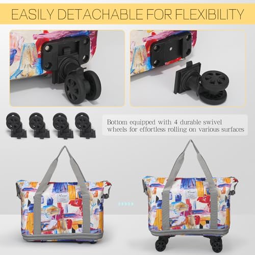 VOOWO 4 Pcs Detachable Replacement Wheels for Rolling Duffle Bag, Spinner Wheels for foldable travel bag, No Screws Included