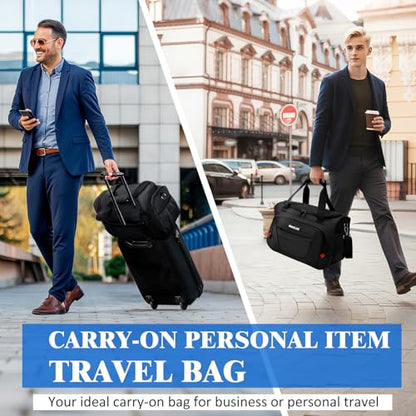 Underseat Carry On luggage Bag Airplanes Personal Item Bags Weekender Overnight Travel Tote Bag Shoulder Small Softside Carry on Luggage Travel Duffel Bags For Men Women -18 IN Black - color: Black, size: 18 IN