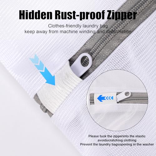 Mesh Laundry Bags for Delicates, Lingerie Wash Bags with Auto-Lock Zipper, 100% Polyester Fine Mesh, White Net, 2XL, 2L, 2S - size: 2S(10x12")+2L(16x20")+2XL(20x24")