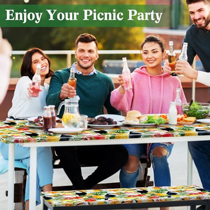 Boao 3 Pcs Vinyl Picnic Table Cover with Bench Cover 6 ft 30 x 72 Inch Waterproof Fitted Tablecloth Flannel Backing Rectangular Elastic Edged for Camping Outdoor Patio Travel(Toucan) - color: Toucan