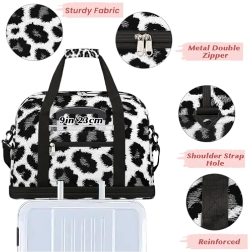 Travel Duffel Bag Animal Leopards Print Weekender Bag with Shoe Compartment Foldable Overnight Bags for Travel Sports Lightweight Gym Bags for Men Women - color: Animal Leopards Print