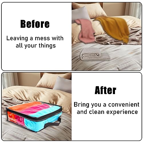 10 Pieces Large Clear Travel Packing Cube ，Clear Vinyl Zippered Storage Bags See Through Moving Bag Plastic Storage Bags PVC Multipurpose Pouch with Handle for Sweater Shirts Dress Storage