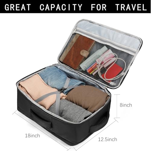 SHRRADOO Travel Backpack for Women & Men,Airline Approved Carry On Luggage,TSA Overnight Bags,40L Personal Item Travel Bag fits 17" Laptop,Carry on Bag with Storage Bag Cosmetic Bag Set 3pcs (Black) - color: Black