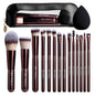 BS-MALL 14 Pcs Makeup Brushes Set with 1 Pcs Makeup Sponge – Essential Foundation Powder Concealers, Eye Shadows, Blush Makeup Brushes with Travel Makeup Case (Coffee) - color: Coffee