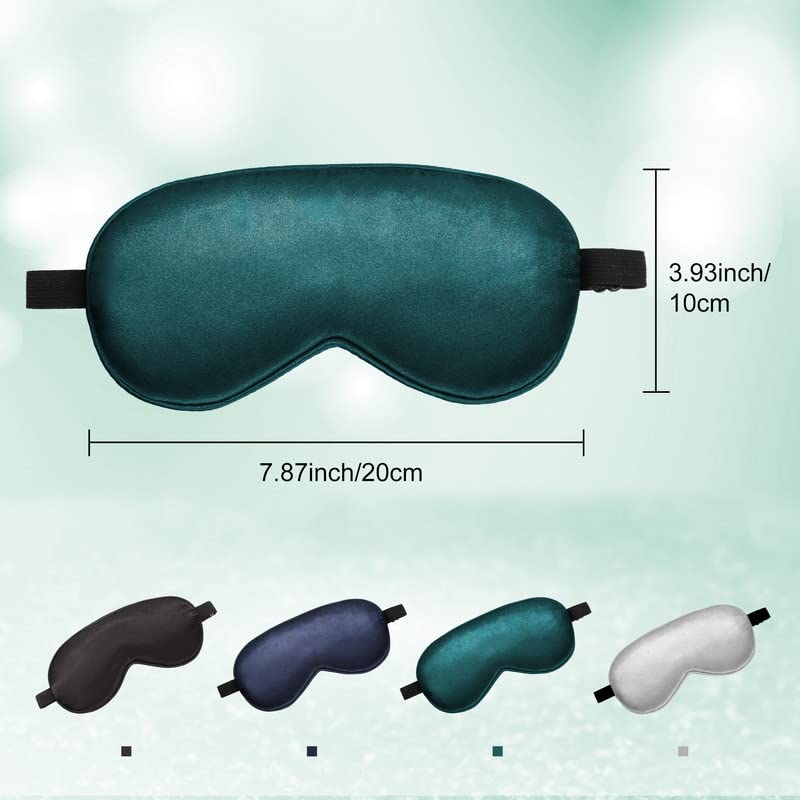BBTO 4 Pcs Silk Sleep Eye Masks Smooth Soft Satin Eye Covers with Adjustable Strap Blindfold for Sleeping Blocking Out Lights Travel Relaxation(Black, Navy Blue, Dark Green, Gray) - color: Black, Navy Blue, Dark Green, Gray