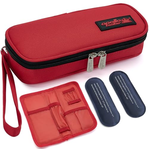 apollo walker Insulin Cooler Travel Case Diabetic Medication Cooler with Ice Packs and Insulation Liner insulin travel case tsa approved - color: Red, size: Small