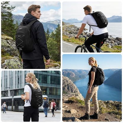 Ultra-Light Soft Daypack 15L/20L, Cushioned Breathable Back Panel Backpack, Lightweight Packable Travel Backpack (Black, 20L) - color: Black, size: 20L