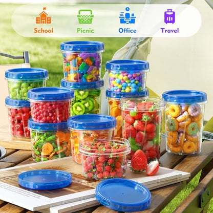 BiuLeon 12 Pack-17oz Freezer Storage Containers, Plastic Food Storage Containers with Twist Top Lids, BPA Free and Reusable Soup Containers with Lids, Leakproof/Microwave/Dishwasher Safe - color: 12Pack-17oz