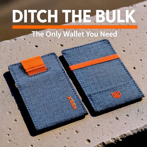 RFID Minimalist Slim Wallet for Men and Women, Holds Up to 12 Cards, Cash, Key Thin and Lightweight Credit Card Holder (Blue Microfiber – Ember Edition) - color: Blue Microfiber – Ember Edition