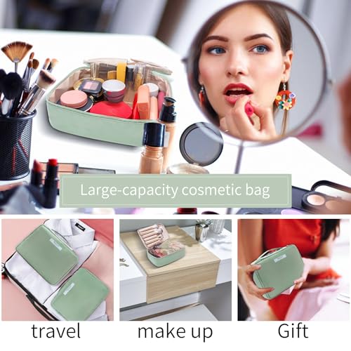 Queboom Travel Makeup Bag Cosmetic Bag Makeup Bag Toiletry bag for women and men (Green) - color: Green