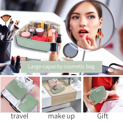 Queboom Travel Makeup Bag Cosmetic Bag Makeup Bag Toiletry bag for women and men (Green) - color: Green