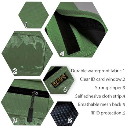 RFID Blocking Travel Neck Wallet Pouch and Passport Holder, Travel Neck Pouch Passport Holder for Women & Men - Army Green - color: 002Green