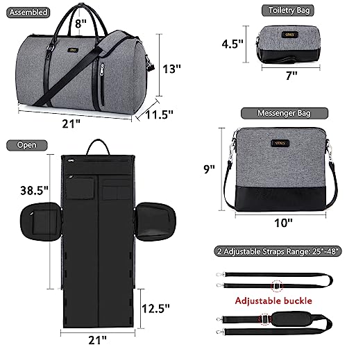 Convertible 2-in-1 Garment Bags for Travel, Carry On Garment Duffle Bag With Shoe Compartment Large Weekender Bag for Women Men Hanging Suitcase Suit Travel Duffel Overnight Bags 4pcs Set - color: D-Grey