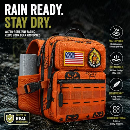 9L Mini Tactical Backpack for Men Women,Small Military Tactical Backpack for Gym,Hiking,Camping,Cycling (Halloween Phantom) - color: Halloween Phantom