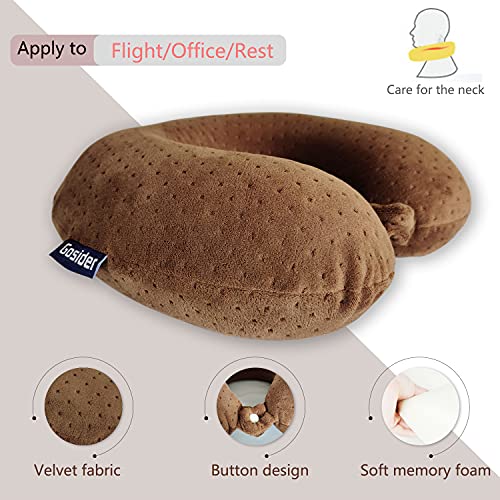 Memory Foam Travel Pillow, Comfortable Travel Neck Pillow U Shape, Support Neck and Head to Relieve Fatigue, Portable Neck Pillow Suitable for Planes, Trains, Self-Driving Cars - color: Brown