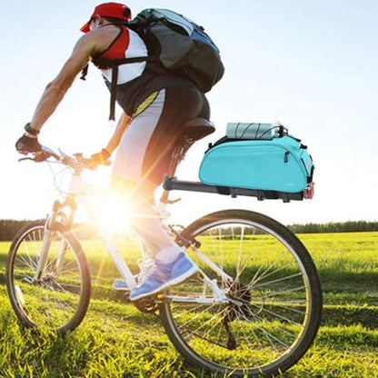 MOSISO Bike Rack Bag, Waterproof Bicycle Trunk Pannier Rear Seat Pouch Cycling Bike Carrier Backseat Storage Luggage Saddle Shoulder Bag - color: Sky Blue