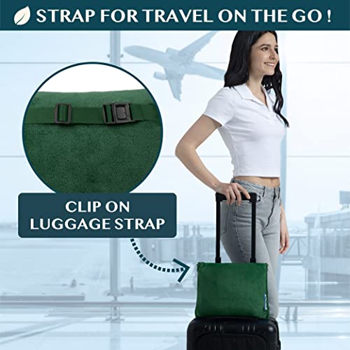 PAVILIA Travel Blanket Pillow, Soft Airplane Blanket 2-in-1 Combo Set, Plane Blanket Compact Packable, Flight Essentials Car Pillow, Travelers Gifts Accessories, Luggage Backpack Strap, 60x43 Green - color: Green