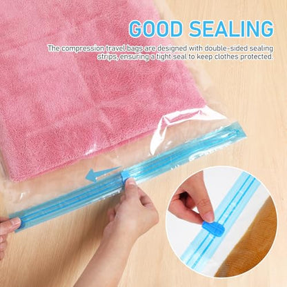 12 Pcs Travel Compression Bags Roll up Vacuum Seal Storage Bags for Clothing Space Saver Portable Packing Organizer Set 6 Pcs 35x50cm 40x50cm