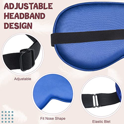 BBTO 4 Pcs Silk Sleep Eye Masks Smooth Soft Satin Eye Covers with Adjustable Strap Blindfold for Sleeping Blocking Out Lights Travel Relaxation (Royal Blue, Dark Green, Navy Blue, Black) - color: Royal Blue, Dark Green, Navy Blue, Black