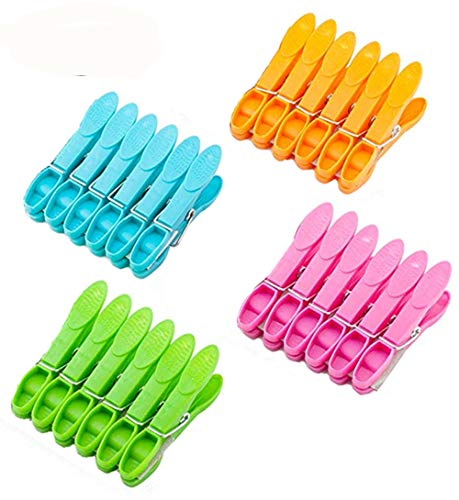 Household Air Drying Clothing Pin Set Colored Spring Clothespins for Laundry Strong Plastic Hanger Clips Pegs 24 Pack - color: Blue,green,red