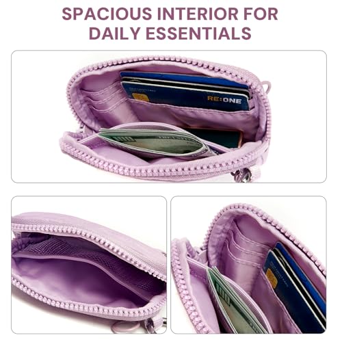 Keychain Wallet for Women Mini Zip Card Holder with ID Window Coin Purse Detachable Wristlet Small Wallets Light Purple - color: Light Purple