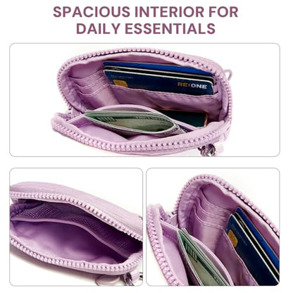 Keychain Wallet for Women Mini Zip Card Holder with ID Window Coin Purse Detachable Wristlet Small Wallets Light Purple - color: Light Purple
