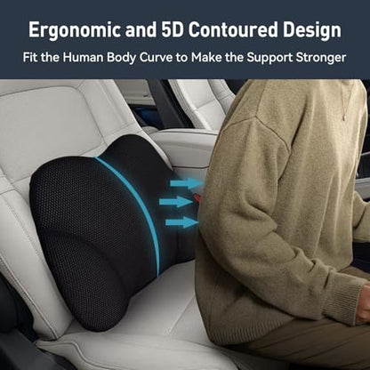 SPRFUFLY Really Amazing Lumbar Support Pillow for Car Seat - Pure Memory Foam with Breathable Removable Cover - Relieves Back Pain Lumbar Pillow(Black, 1PC) - color: Backsaver-eight