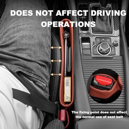 Tumecos Car Seat Pockets PU Leather Car Console Side Organizer Seat Catcher Holders Compatible with Phone Key Wallet Phone Sunglasses 2 Pack (Beige) - color: Beige