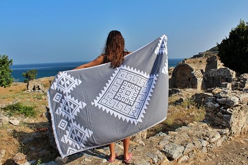 Bersuse 100% Cotton Yucatan Turkish Towel - 39x71 Inches, Silver Grey - color: Silver Grey