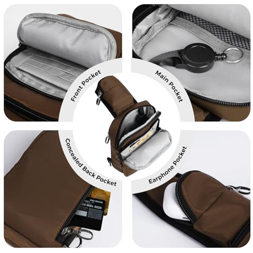 VADOO Sling Bag, Crossbody Bag with Zipper Lock, RFID Blocking & Water Resistant for Men and Women - color: Brown