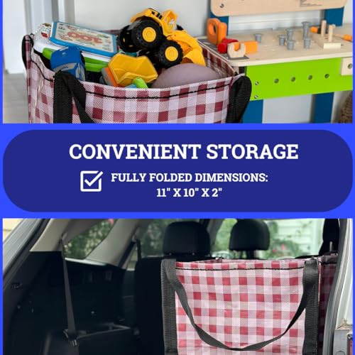DURASACK Heavy Duty Storage Tote Bag 22-Gallon Rugged Woven Polypropylene Moving Bag, Reusable Self-Standing Design, Holds up to 500 Pounds, Pack of 4, Gingham Red - color: Gingham Red, size: Pack of 4