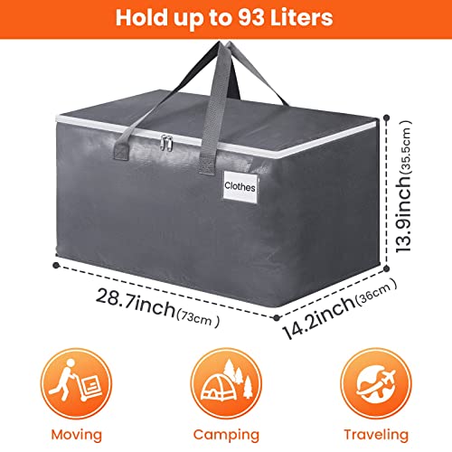BlissTotes Large Moving Boxes and with Zippers & Handles Moving Supplies with lids, Heavy Duty Totes for Storage Bags for Space Saving, Fold Flat, Moving and Storing 93L, 8 Pack - size: 93L-8 Packs