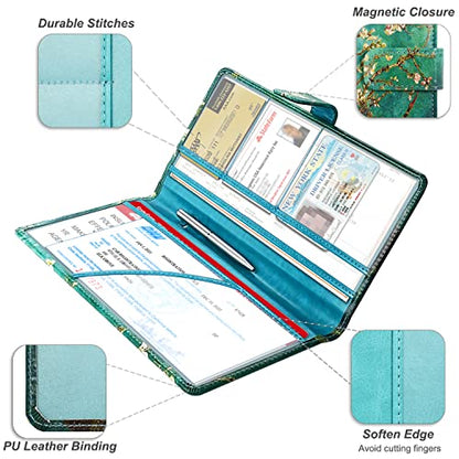 RSAquar Car Registration and Insurance Holder, Vehicle Glove Box Organizer Cool Car Accessories, Car Document Holder for Cards and Driver License, Almond Blossom - color: Almond Blossom