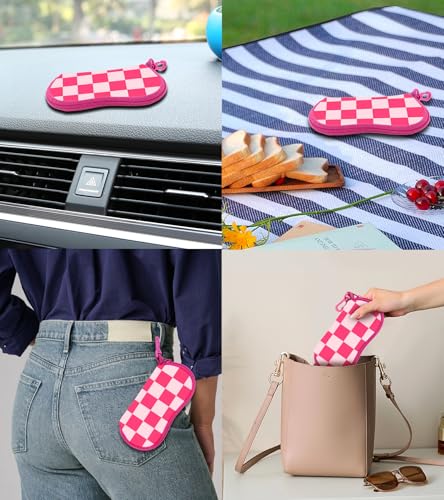 Sunglasses Case Soft Glasses Cases for Women Pouch Eyeglass Bag Eye Glass Kids Girls Sun Glasses Cute Kawaii - color: Pink Plaid