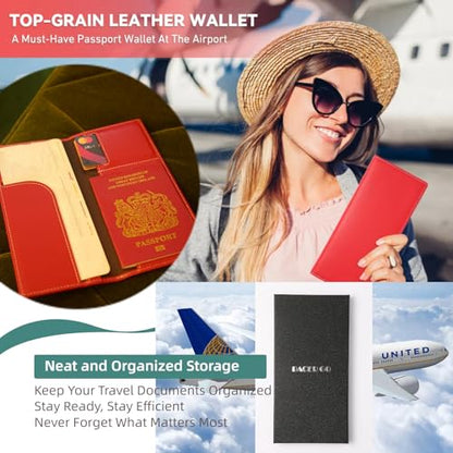 Genuine Leather RFID Blocking Long Passport Holder Passport Cover (Dark Blue) - color: Dark Blue