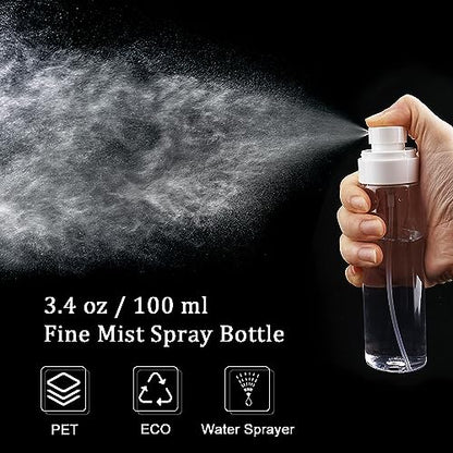 Cosywell Fine Mist Spray Bottles TSA Approved 3.4oz/100ml 3 Pack Leak Proof Travel Size Bottles Refillable Plastic Hair Spray Bottle for Perfume Skincare Toners Water Cosmetics (3Clear)