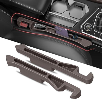 Car Seat Gap Filler 2Pack, Inserts Between Seats Console with Organizer Storage Upgraded Phone Holder Car Side Seat Gap Fillers Cars Front Seats Fill Plug Car Essentials for Vehicle SUV Truck (Brown) - color: Brown