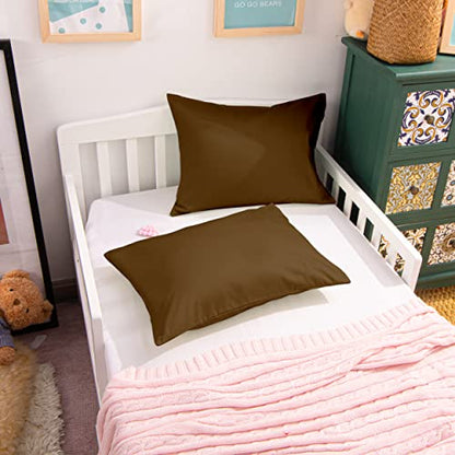 NTBAY Egyptian Cotton Toddler Pillowcases - Set of 2 - Travel Pillow Cases - 500 Thread Count Cotton 13x18 Pillow Covers - Envelope Closure Nursery Pillowcases, 13x18 Inches, Brown - color: Brown