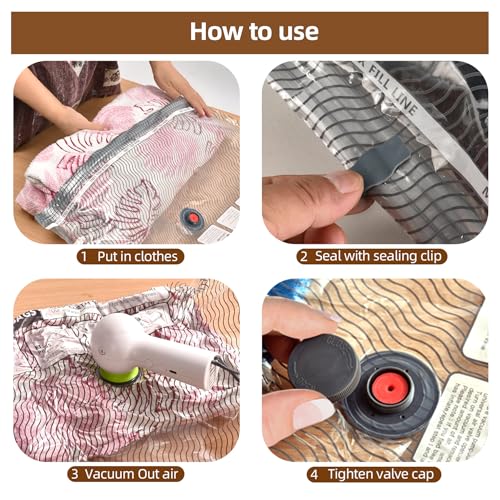 18 Pack Travel Vacuum Bags for Clothing with Electric Pump,Vacuum Travel Bags,Compression Packing Cubes for Luggage,Carry-on Space Saver Storage Bags for Cruise - style: 18 Vacuum Bags + Wirelwss Charging Pump
