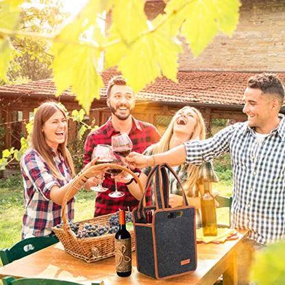 Foyego 6 Bottle Wine Tote Bag, Insulated Thermal Padded Wine Carrier Tote, Reusable Wine Bags for Wine Bottles Travel, Camping and Picnic, Perfect Wine Lover Gift - color: 6 Bottle
