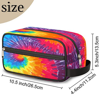 Rainbow Tie Dye Travel Toiletry Bag for Women Men Abstract Swirl Tie Dye Lightweight Cosmetic Makeup Bag Waterproof Shaving Bag Dopp Kit with Large Capacity for Toiletries and Shaving Accessories - color: A01:tie dye