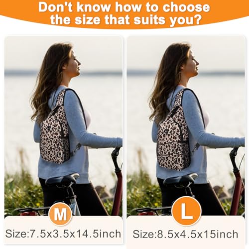 Pritent Crossbody Bags for Women Men Trendy Sling Bag Backpack Casual Chest Bag with Convertible Shoulder Strap - color: Leopard, size: Medium